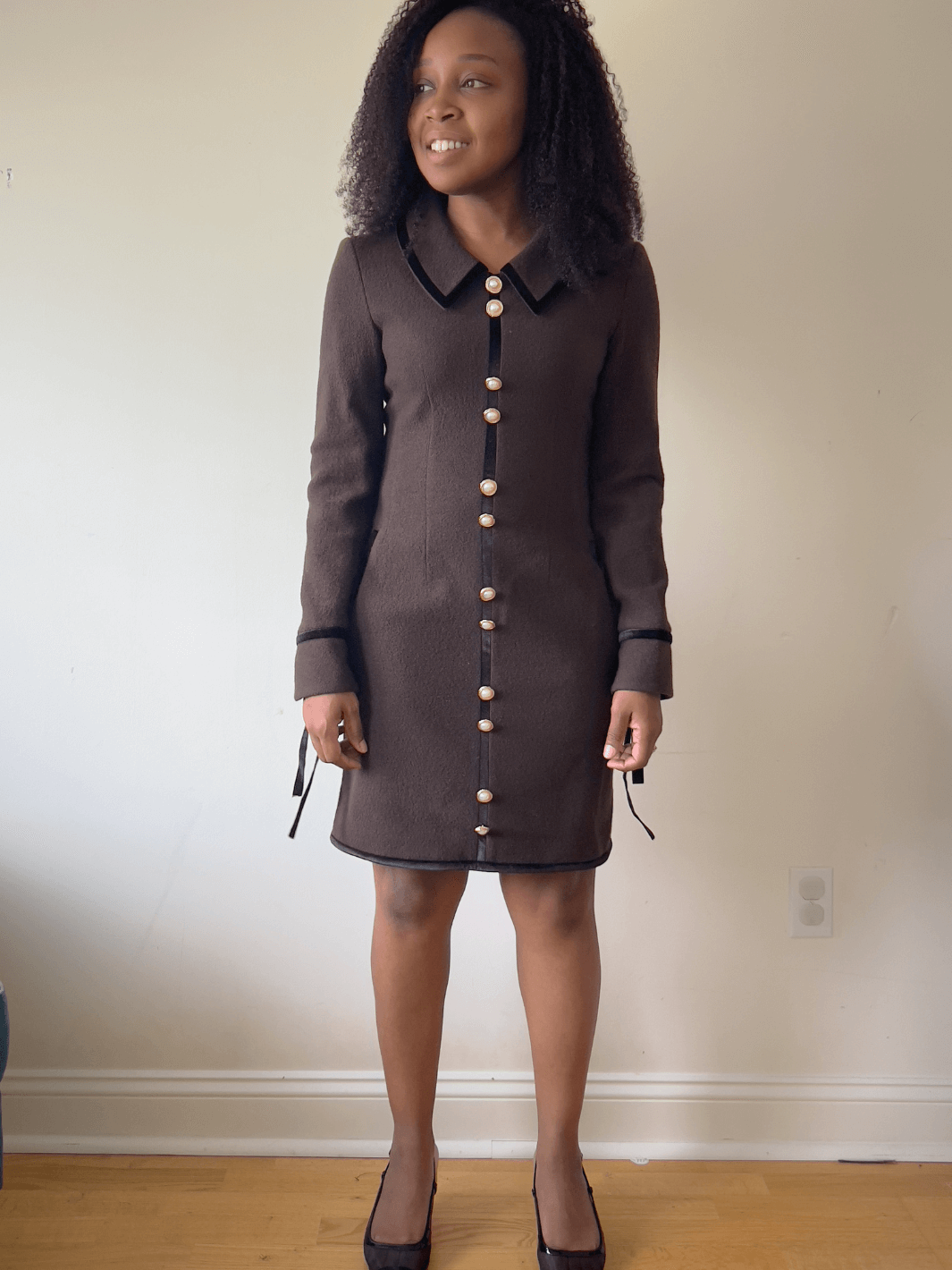 merino wool mini dress Esme Hand Crocheted Long Sleeved Short Dress in Merino Wool Blend S
