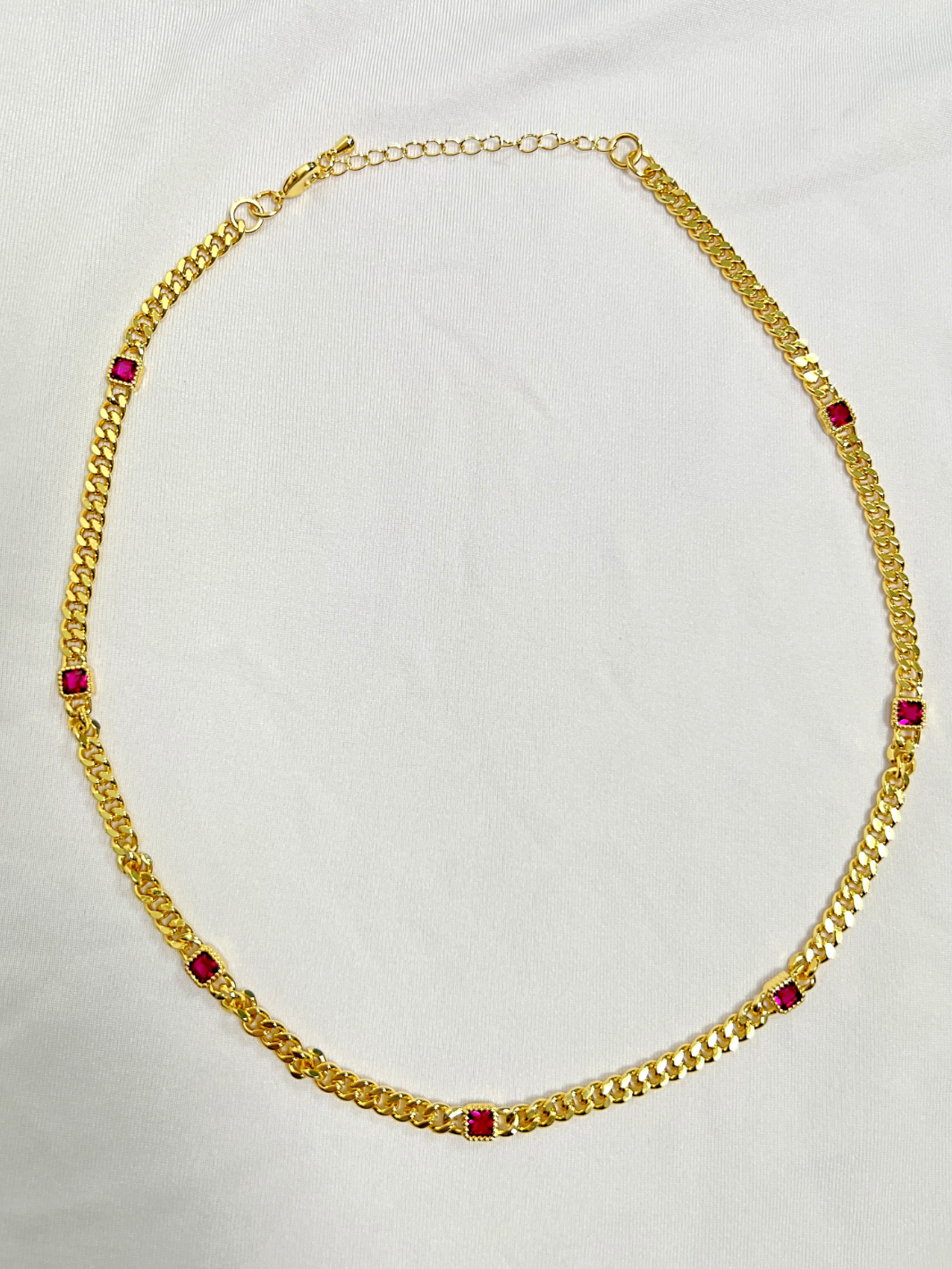 Gold Chain Magenta Necklace