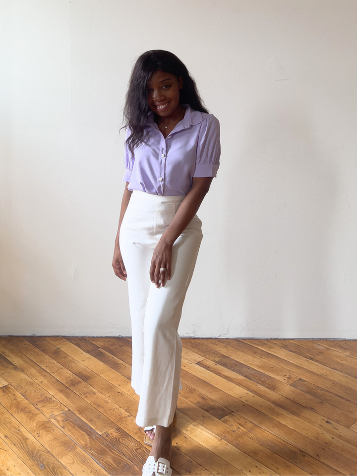 White High Waisted Linen Trousers