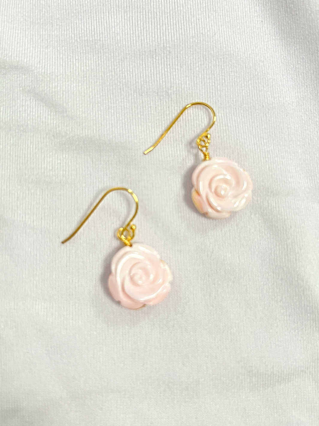 Powder Pink Rose Earrings