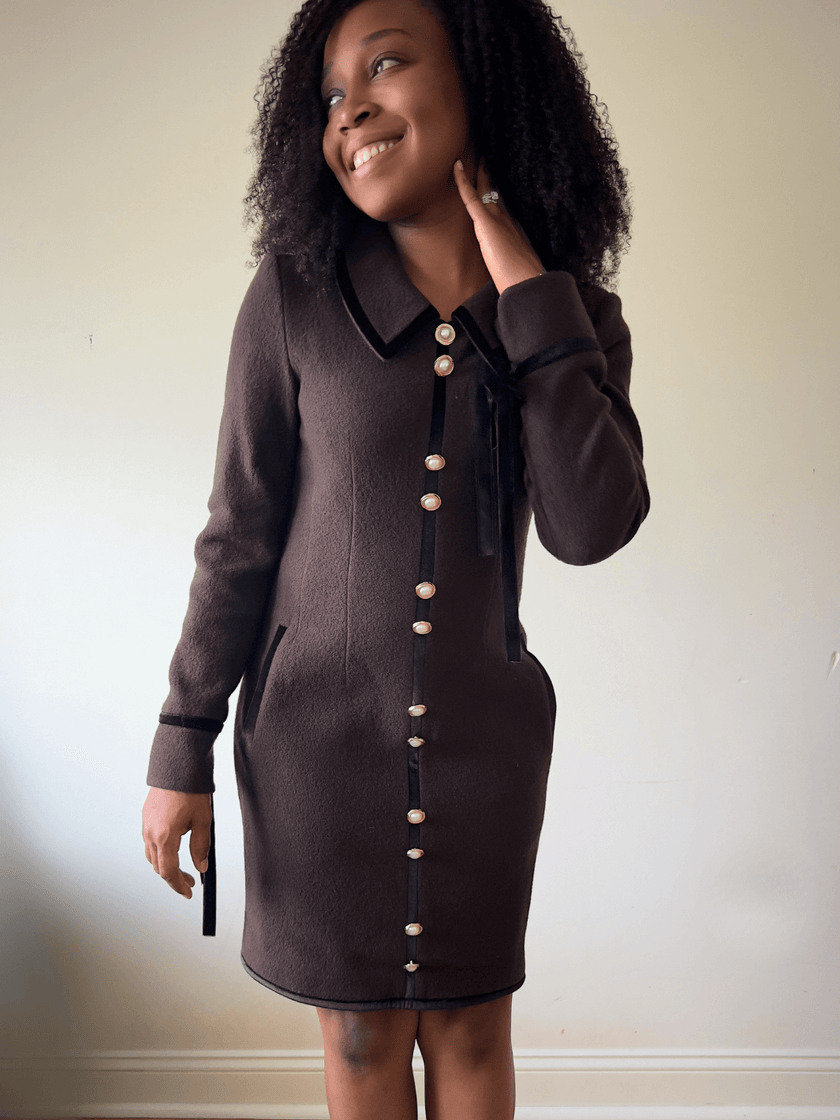 Ella Wool Dress - Chocolate/Espresso