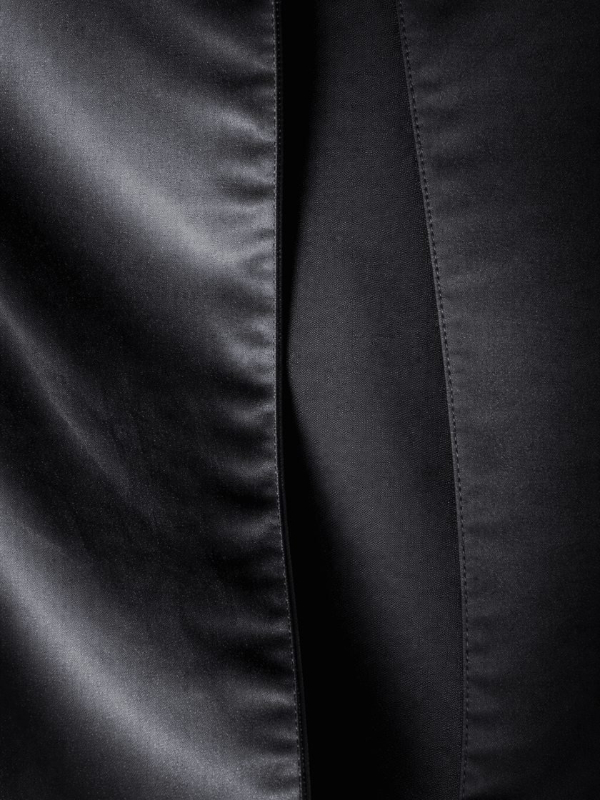 Close-up of black cotten sateen and inner cotton lining