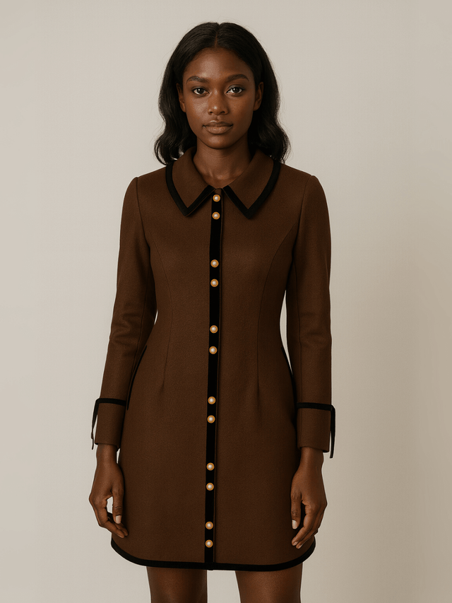 Ella Wool Dress - Chocolate (Estimated Delivery October 2025)