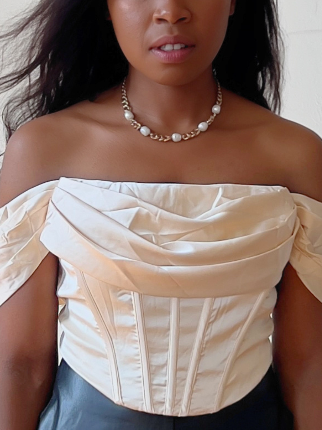 Pearly Gold Chunky Necklace