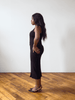 Feminine Black Knit Bodycon Dress