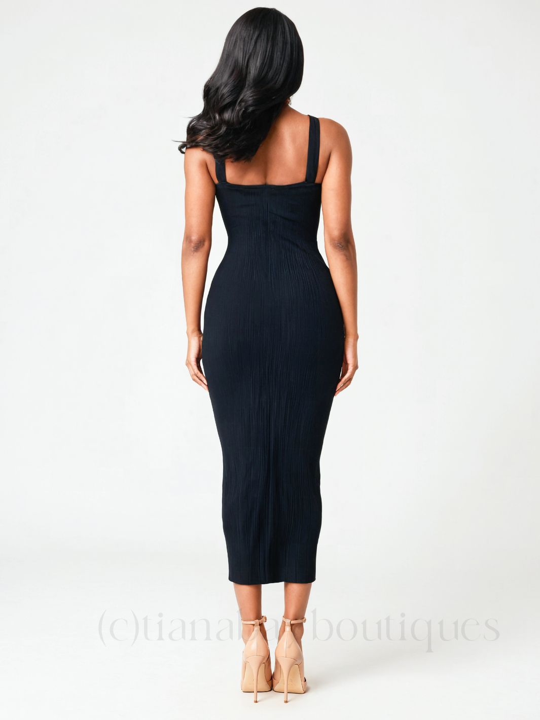 Black Classy Knit Pencil Dress