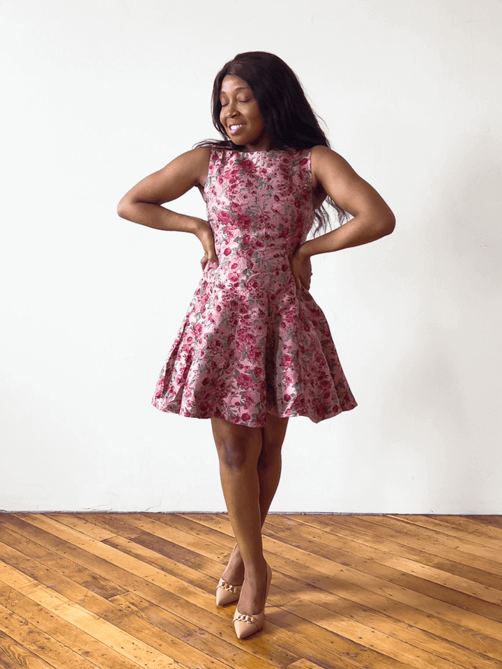 pink floral mini dress - feminine clothes