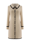 luxury ivory merino wool mini dress adorned with gilded gold buttons 