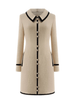 luxury ivory merino wool mini dress adorned with gilded gold buttons 
