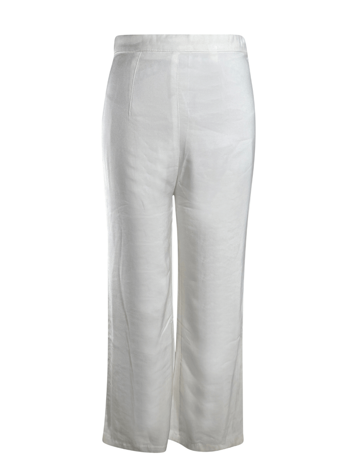 White High Waisted Linen Trousers