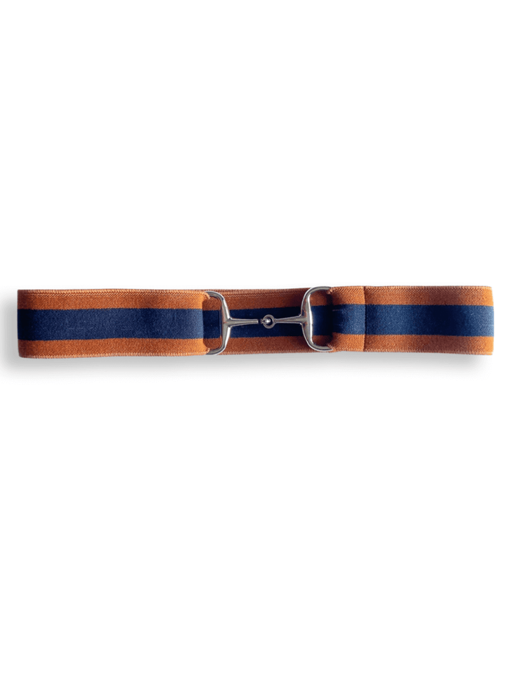 brown and navy blue belt