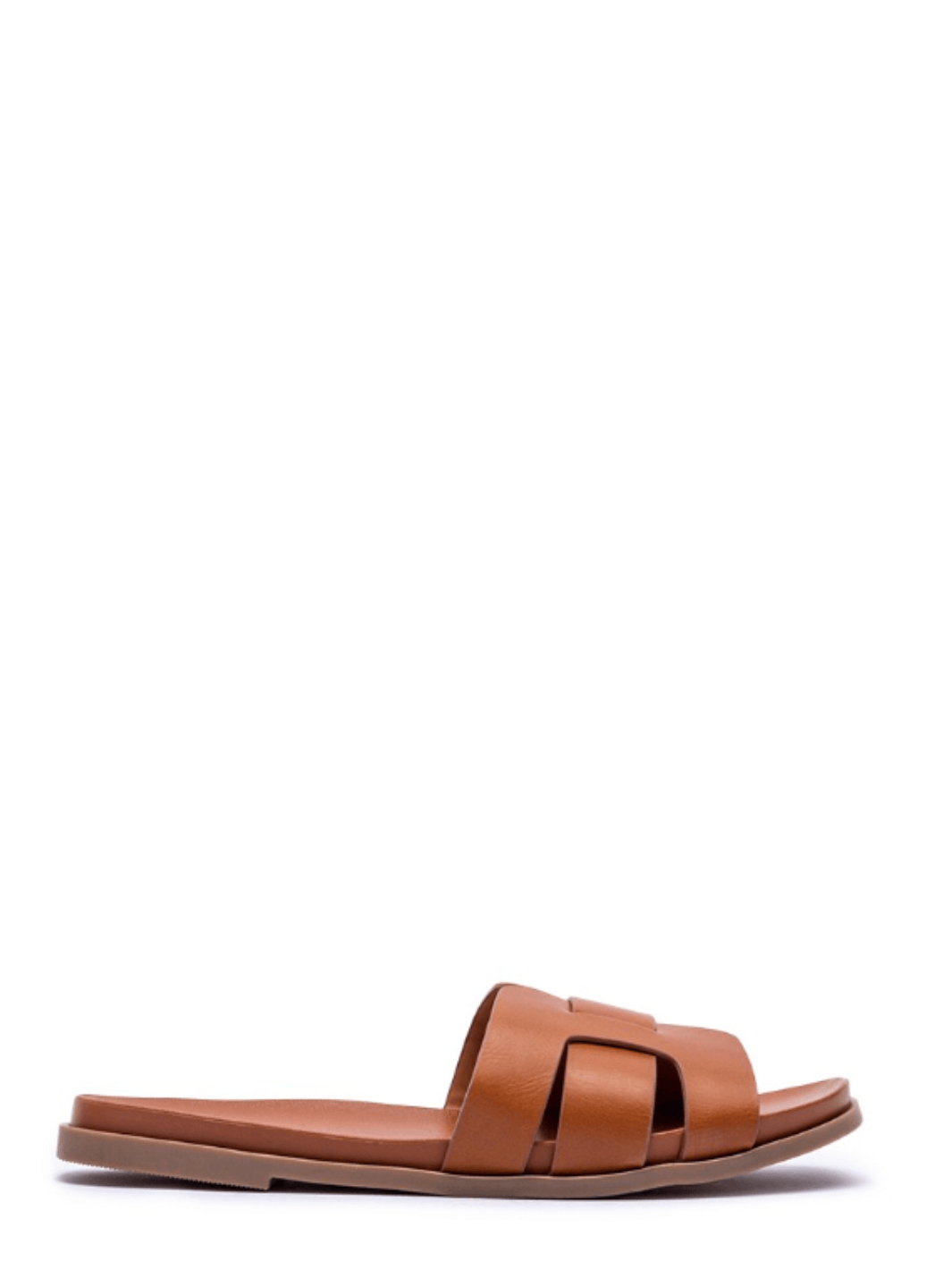 faux leather brown sandals