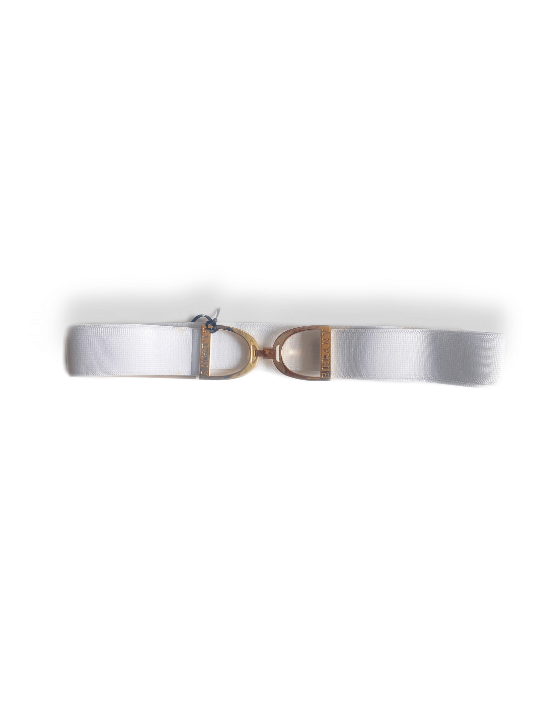 White Elastic Belt with Gold Buckle
