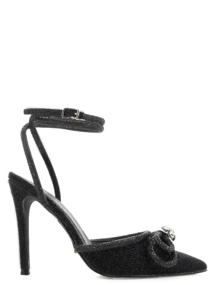 Black Glitter Pointed Toe Stiletto Heels